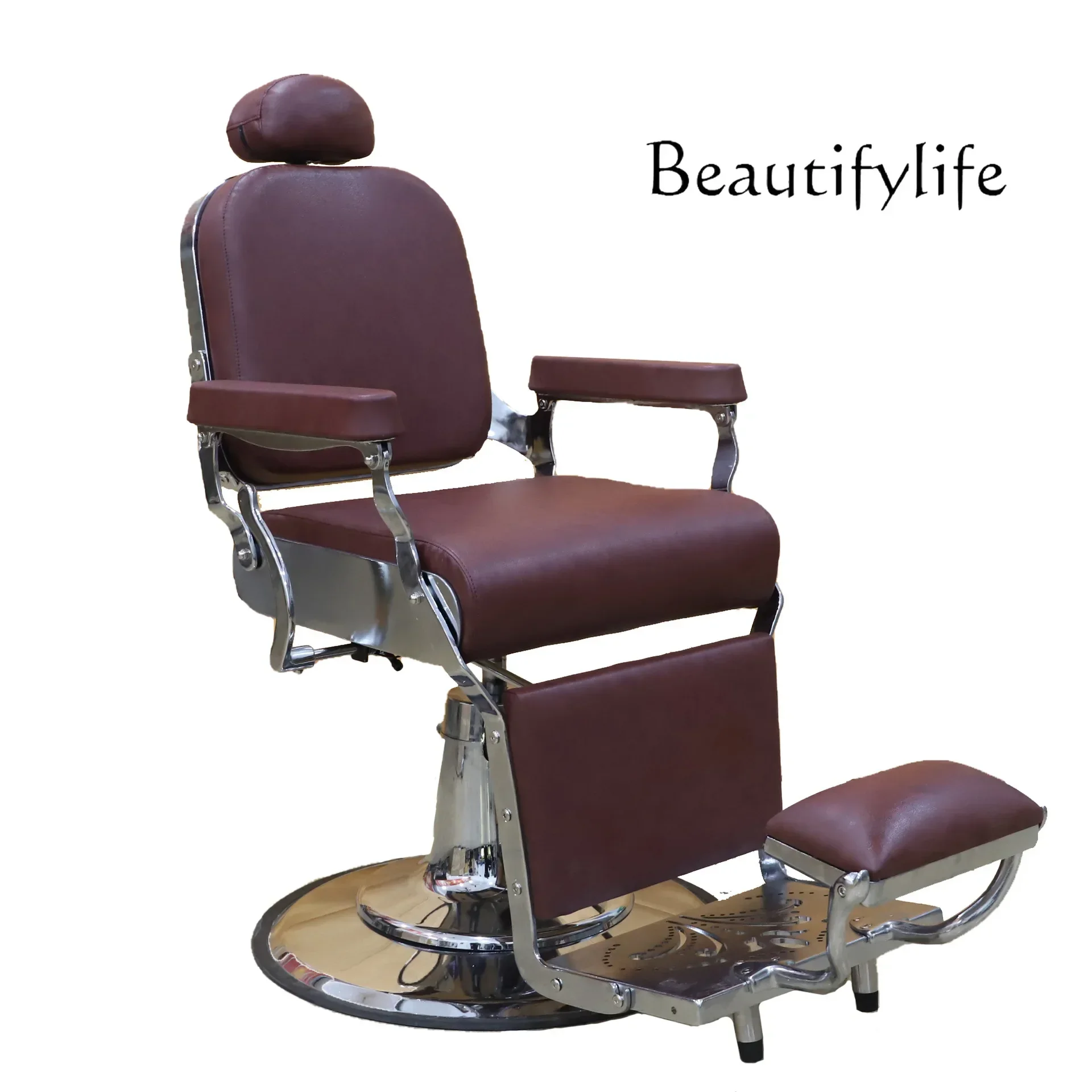

LJYRetro barber shop hair cutting chair special lift can be reclined designer style high sense of simplicity