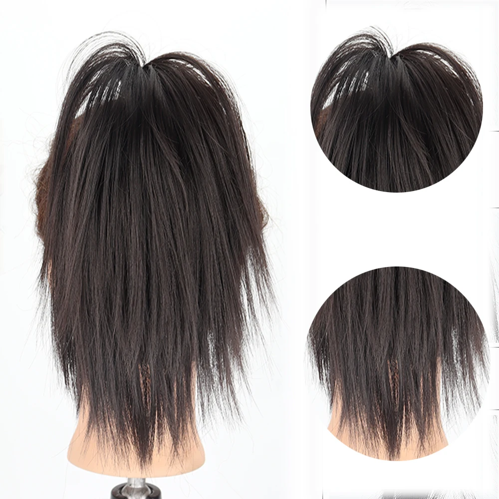 BEAUTYENTER Synthetic Horsetail Wig Female Fluffy Lazy Wind Fountain Half Tied Horsetail Spicy Girl Shuttlecock Head Grab Clip