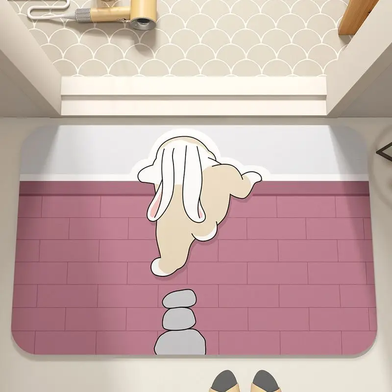 VIKAMA Cartoon Bathroom Diatomite Decorative Floor Mats Bathroom Entrance Door Washable Water Absorbent Foot Mats image 3