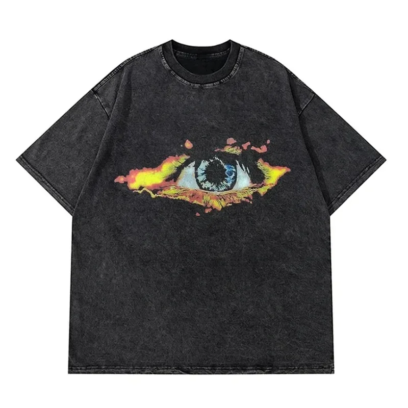 

Anime Pain Printed T Shirt Men Retro Washed 100% Cotton Tops Tees Harajuku TShirt 2023 Streetwear Hip Hop Male Oversize T-Shirts
