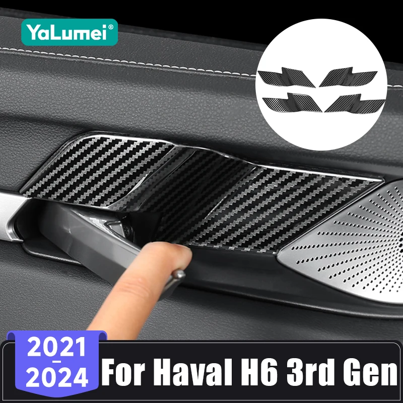 

For Haval H6 3rd Gen GT DHT-PHEV 2021 2022 2023 2024 Stainless Steel Car Inner Door Bowl Panel Trim Cover Sticker Accessories