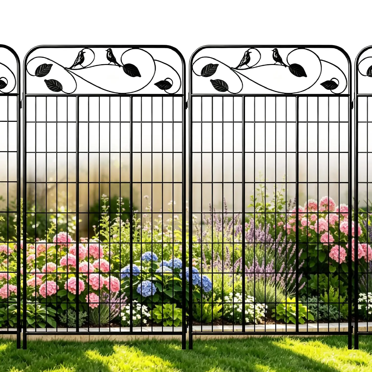 Metal Garden Fence 48in H x 27ft L Rustproof Animal Barrier 12 Panels No Dig Border for Flower Beds Yard, Customized