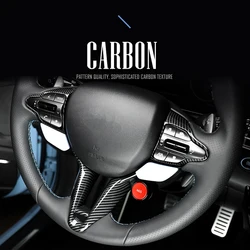 Carbon Fiber Style Steering Wheel Button Cover Chin Trim Frame For Hyundai Kona N Elantra N i20 N Interior Style Accessories