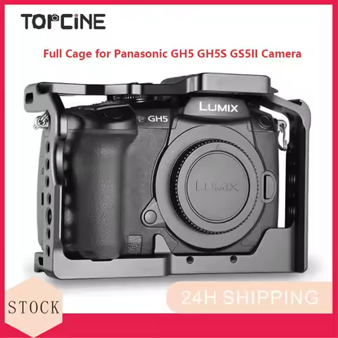 Topcine Camera Cage for Panasonic GH5 GH5S GH5II Camera Cage with Cold Shoe Mount Arri 3/8 Hole Arca Quick Release Rail