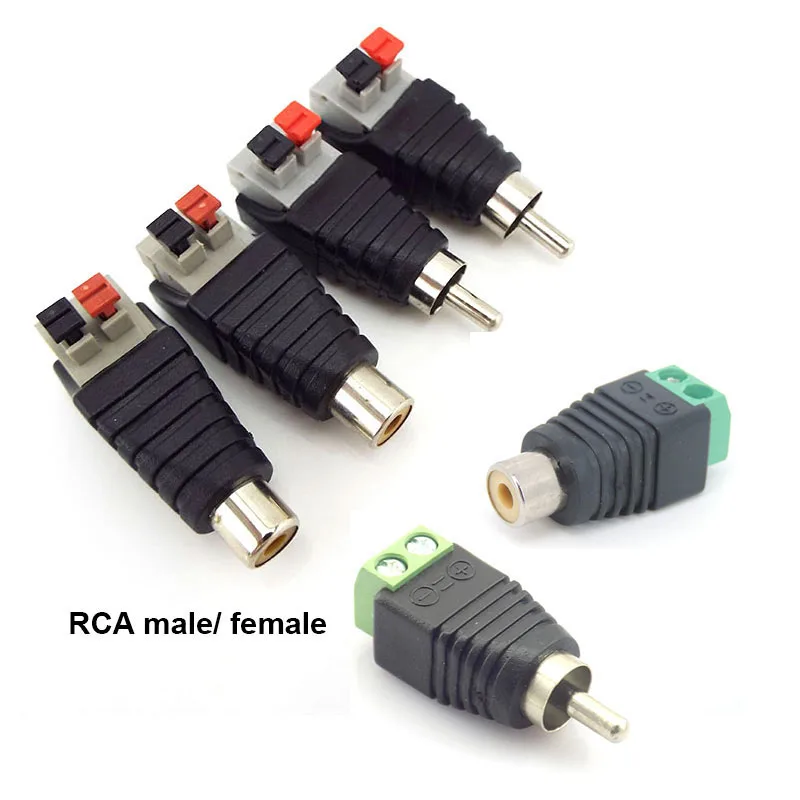 Audio RCA male female Adapter Speaker Press Connector Terminal Block CAT5 Wire A/V Cable AV Screw Plug for CCTV Video Balun o1