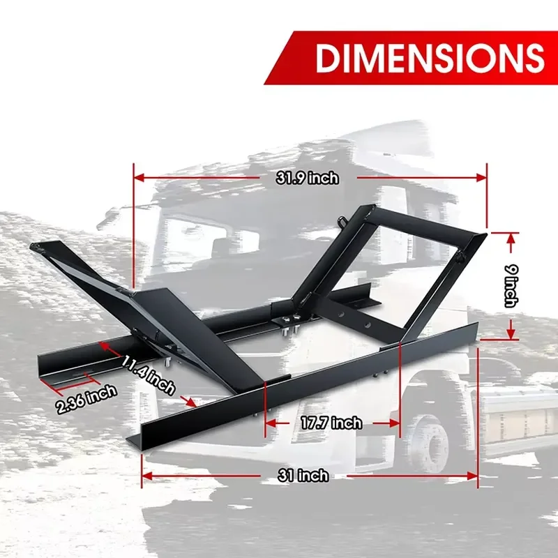 JH-Mech Tire Rack Storage Rugged U-Bolt Design 31.9 X 11.4 X 9 Inches Adjustable Steel Spare Tire Rack for Pick up Truck