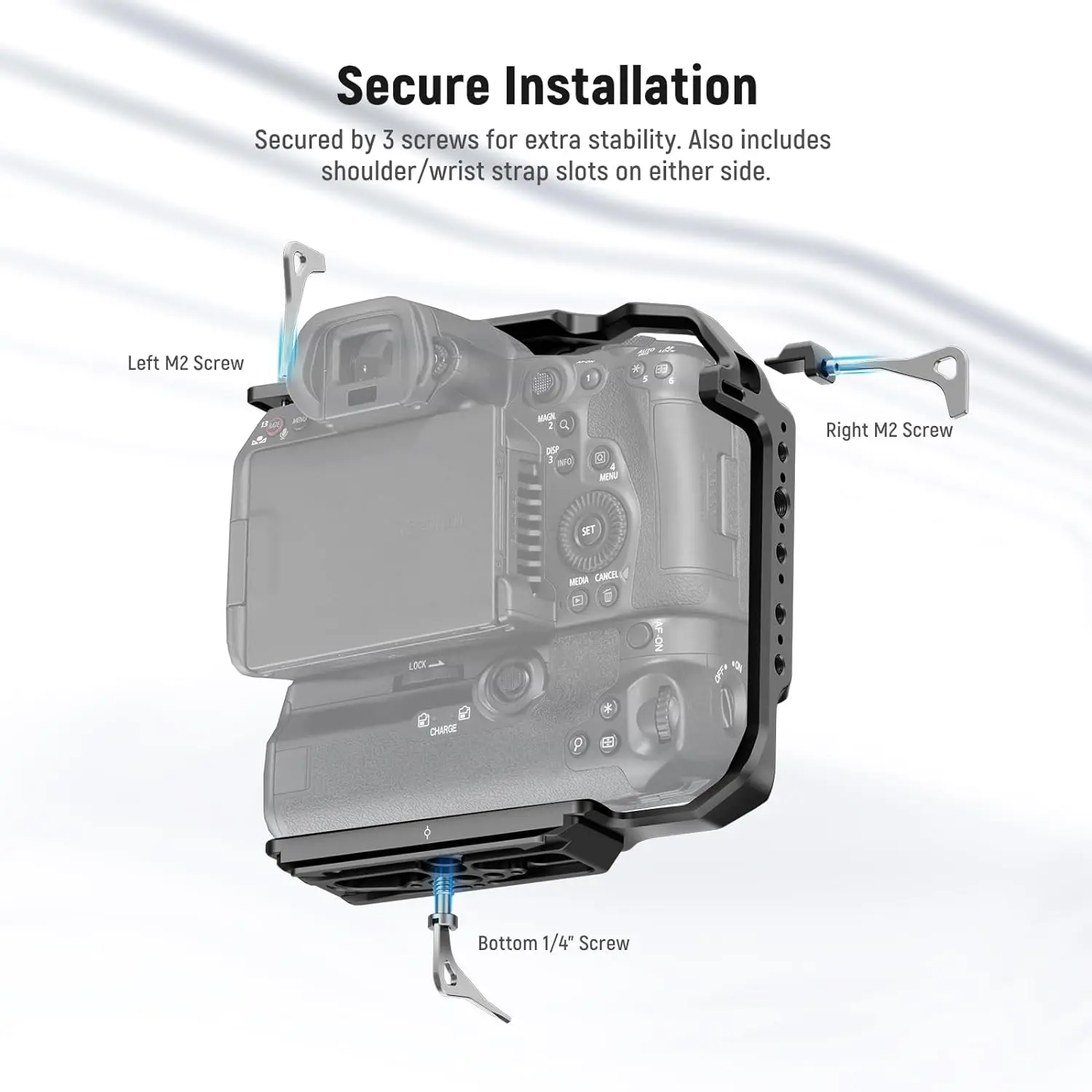 NEEWER-jaula de cámara para EOS R5 R5 C R6 R6 II y BG-R10, agarre de batería con abrazadera de Cable HDMI y Zapata fría