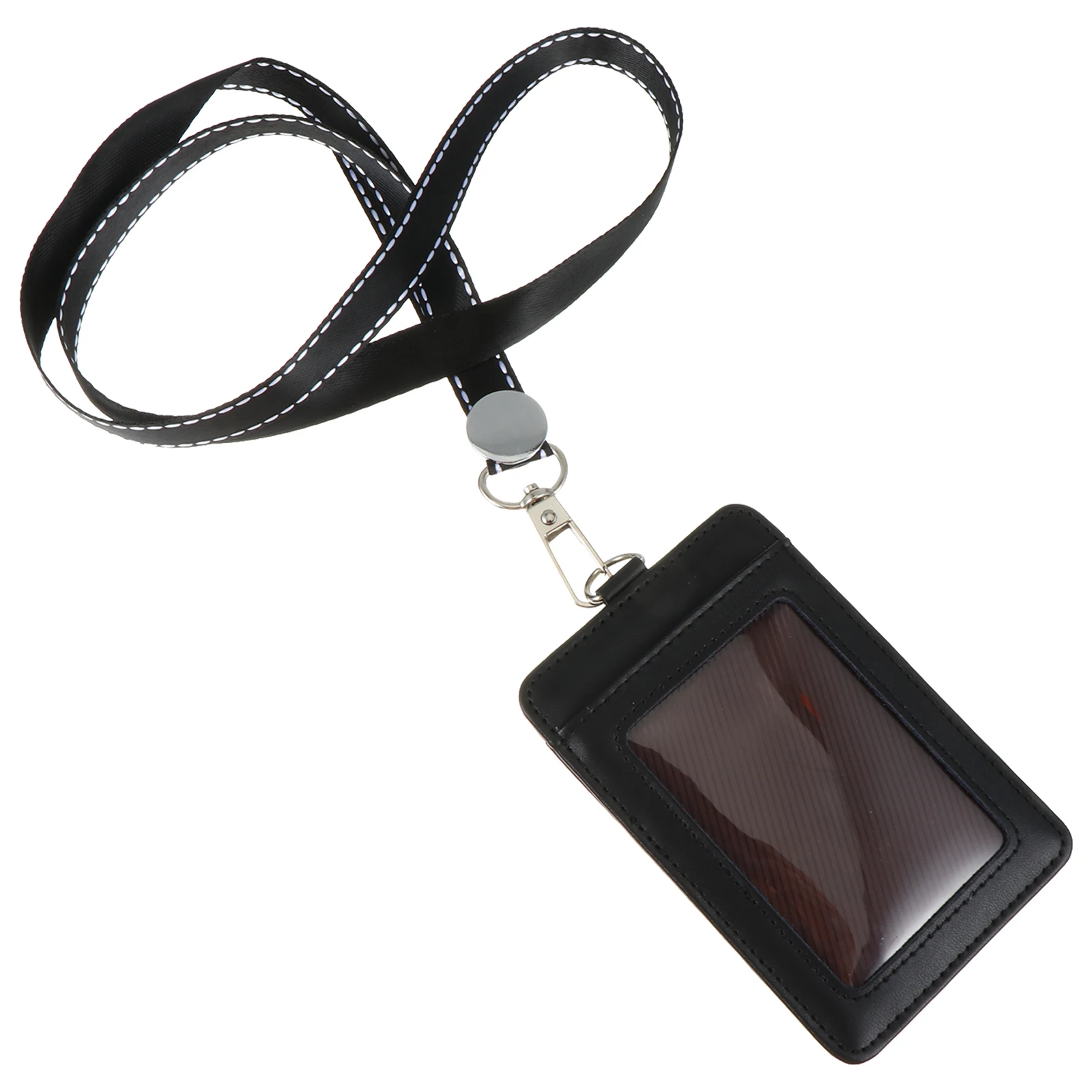 

1pc Dual-Sided ID Badge Holder Weather Resistant Cards Cover with Lanyard Clear Window for Nurse Teacher Student Event
