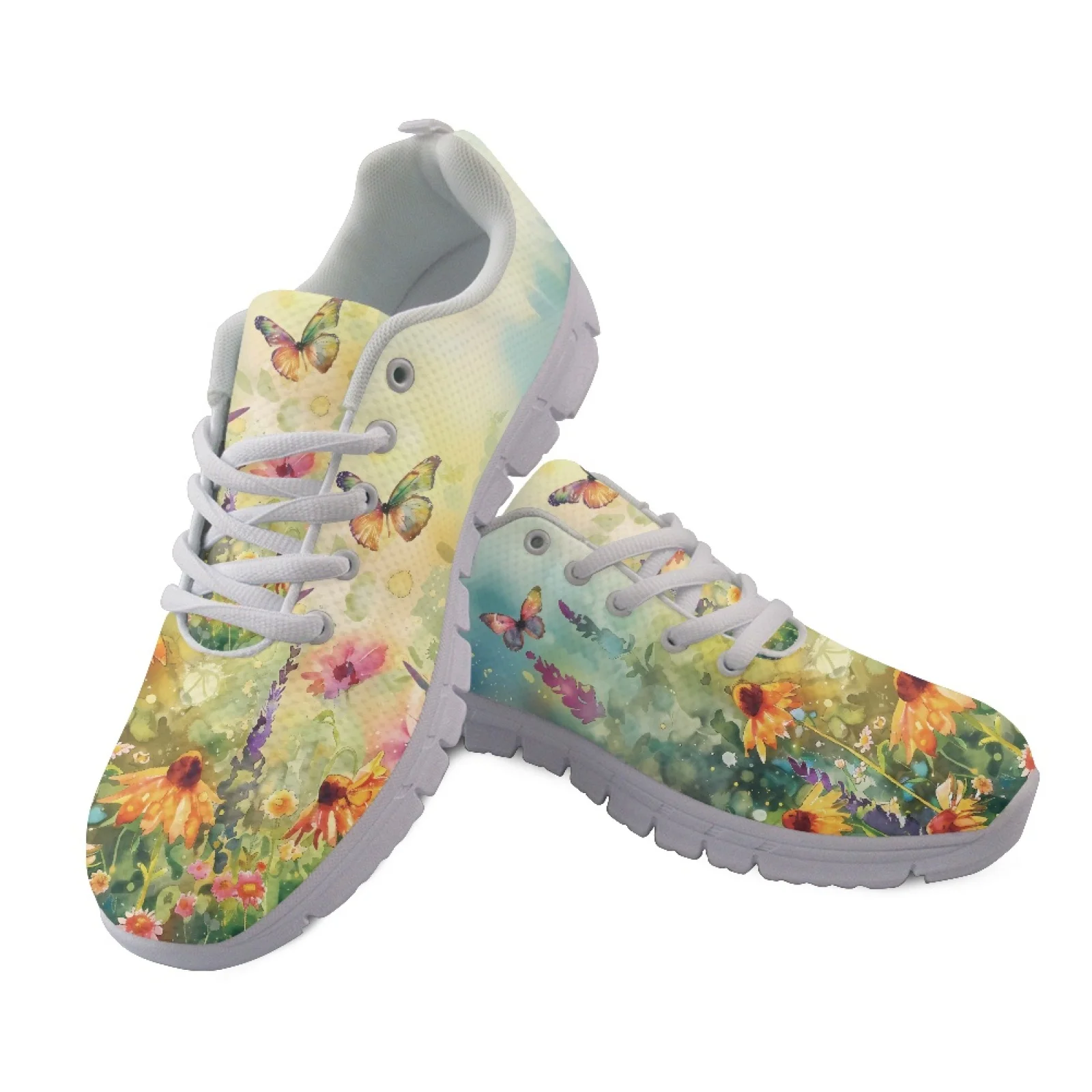 Coloranimal Butterflies Flowers Breathable Tennis Shoes Womens Athletic Walking Sneakers Athletic Sport Shoes for Ladies Lady