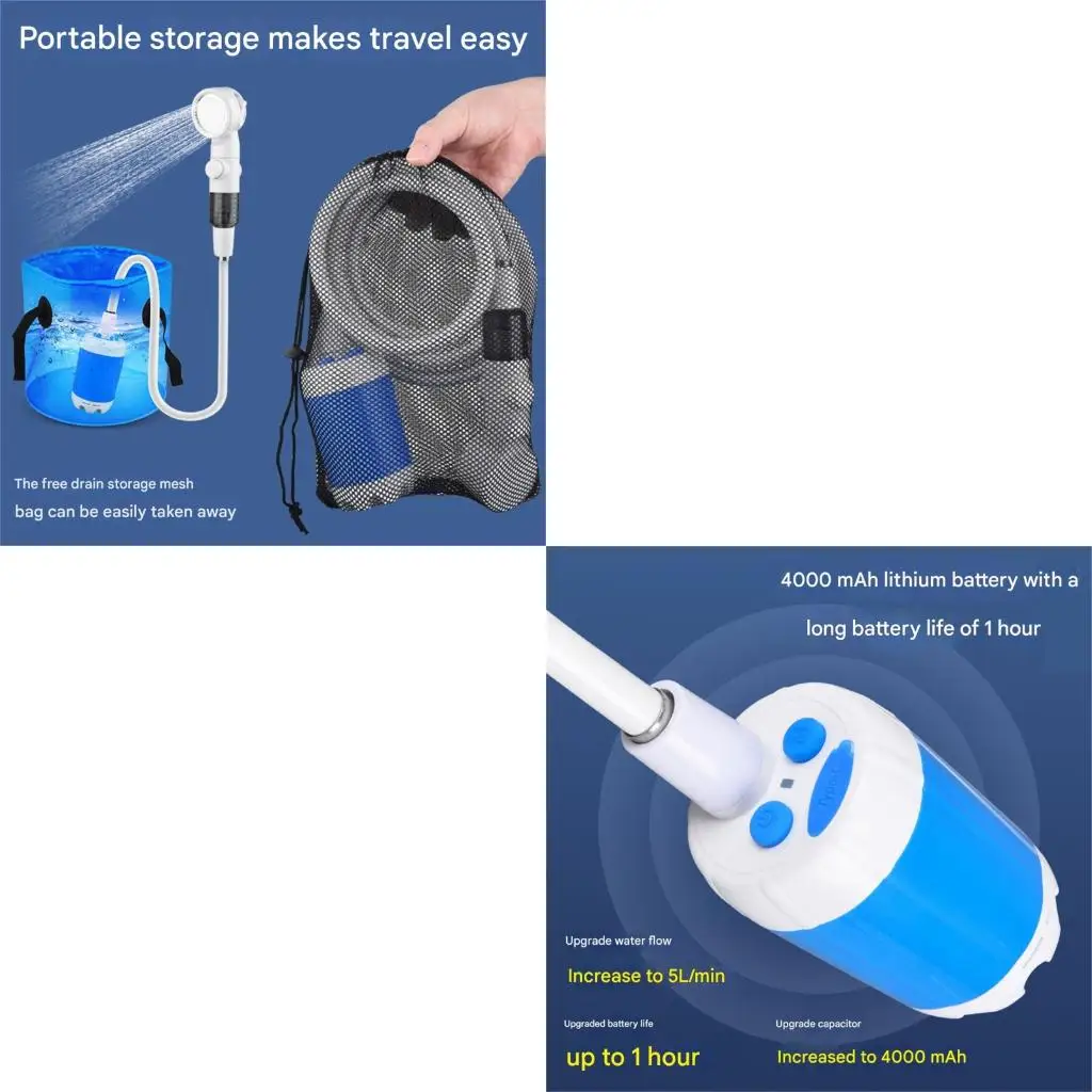 

Перезаряжаемый беспроводной насос для душа на открытом воздухе с распылителем давления Душевая система из АБС-пластика и ПВХ для