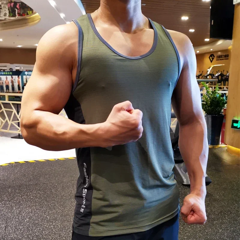 

Мужская спортивная майка-безрукавка для бега, фитнеса, тренажерного зала, марафона, топ, футболка без рукавов