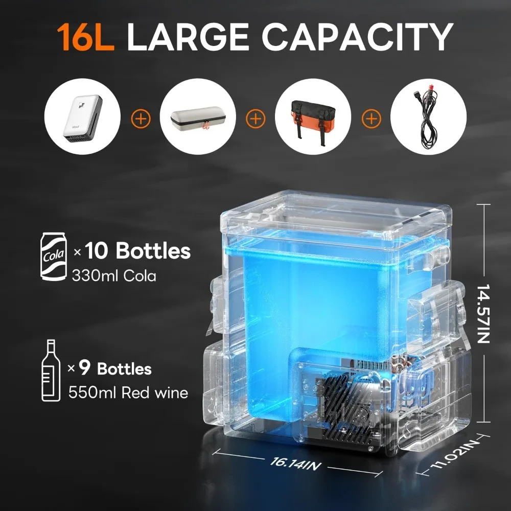 مبرد وفريزر كهربائي محمول سعة 20 لتر، ثلاجة سيارة 12 فولت مع بطاريتين، نطاق درجة الحرارة -4 إلى 68 ° F، مثالي للسفر