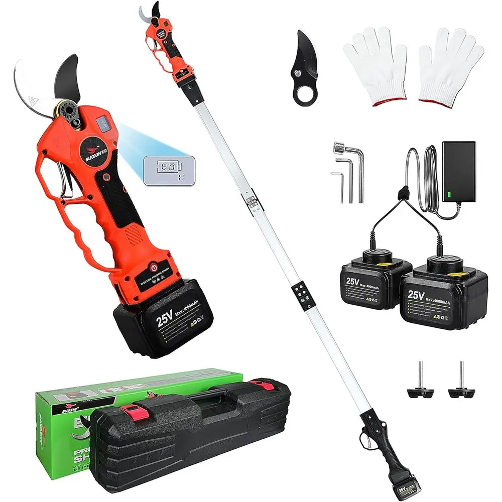 Cesoie elettriche da potatura a palo senza fili, tagliaerba portatile e telescopico 2 in 1 con asta di prolunga pieghevole da 6,2 piedi, lama SK5,1.