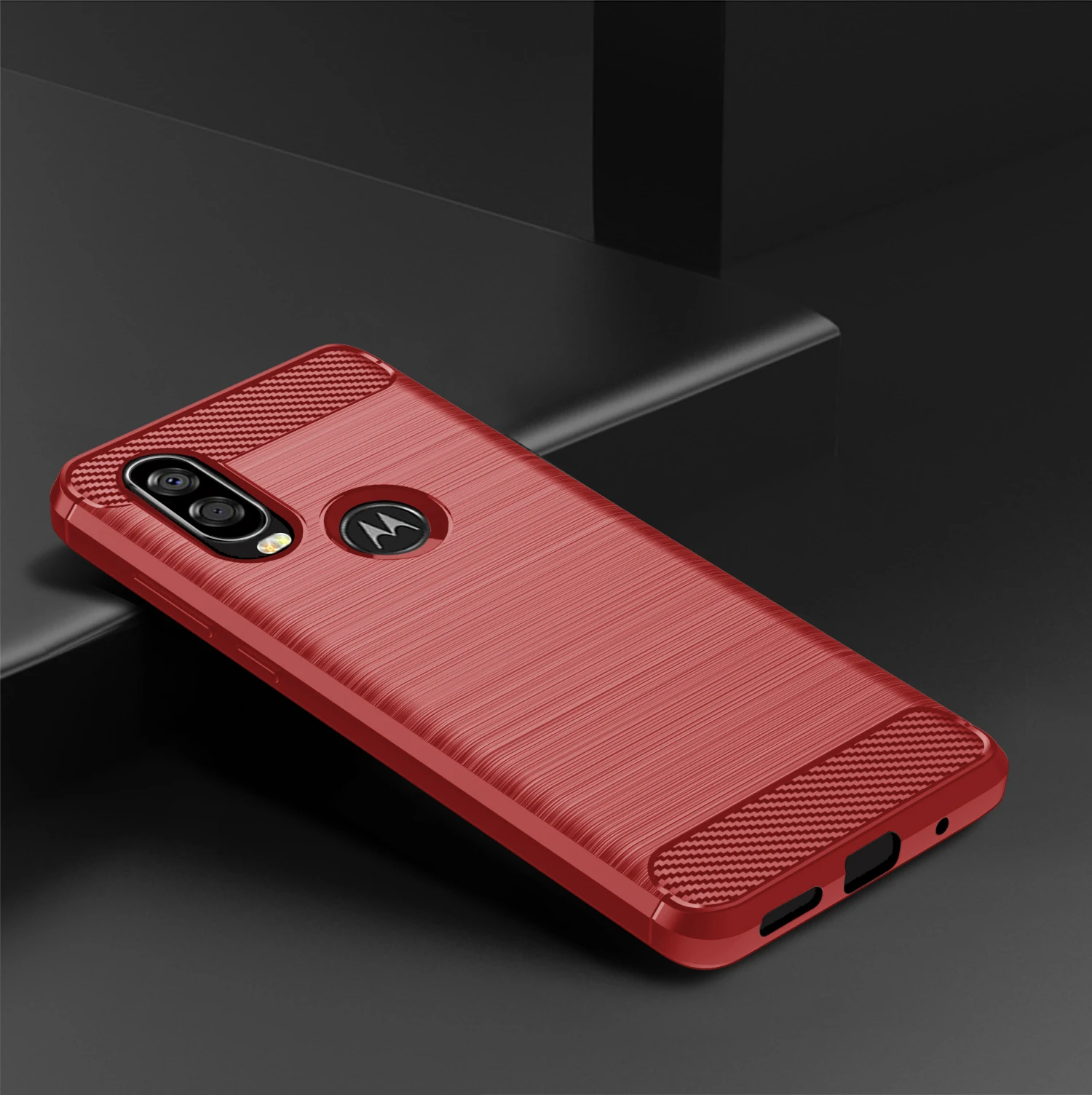 Brushed Case For Motorola One Vision Plus moto one fusion Carbon Fiber Cover for Moto one action Fusion+ Shockproof Cases Fundas