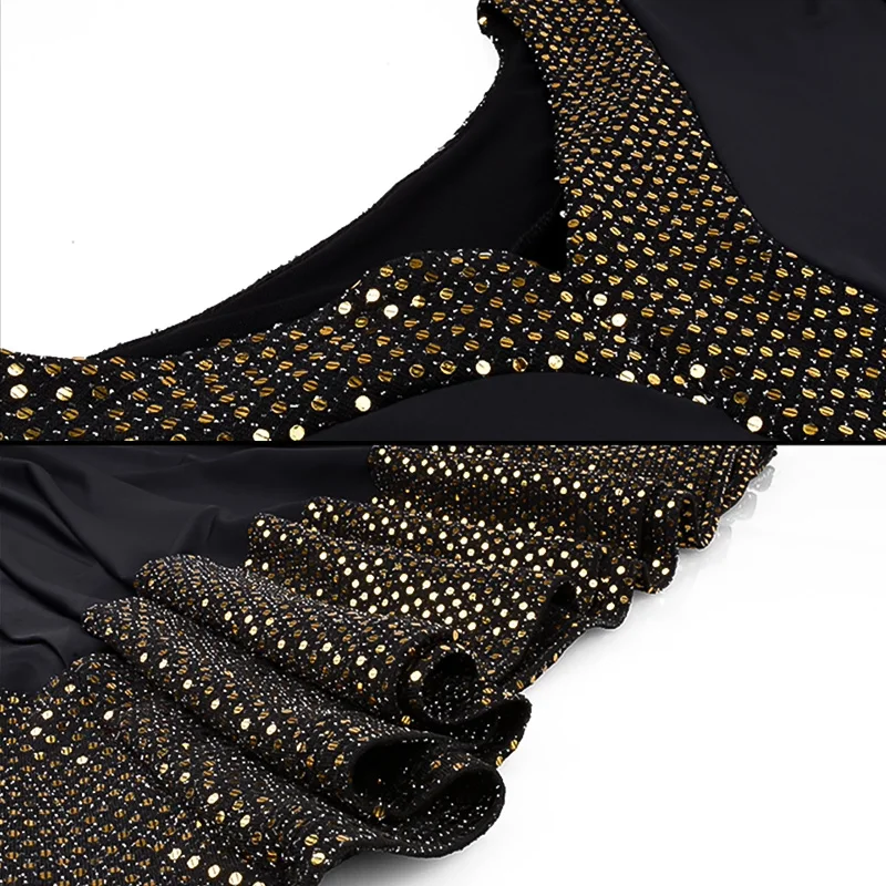 ファッションショートドレス夏ラインダンス服スプライシングラテンダンススーツパフォーマンス女性のドレスセクシーなミニドレス着用スカート