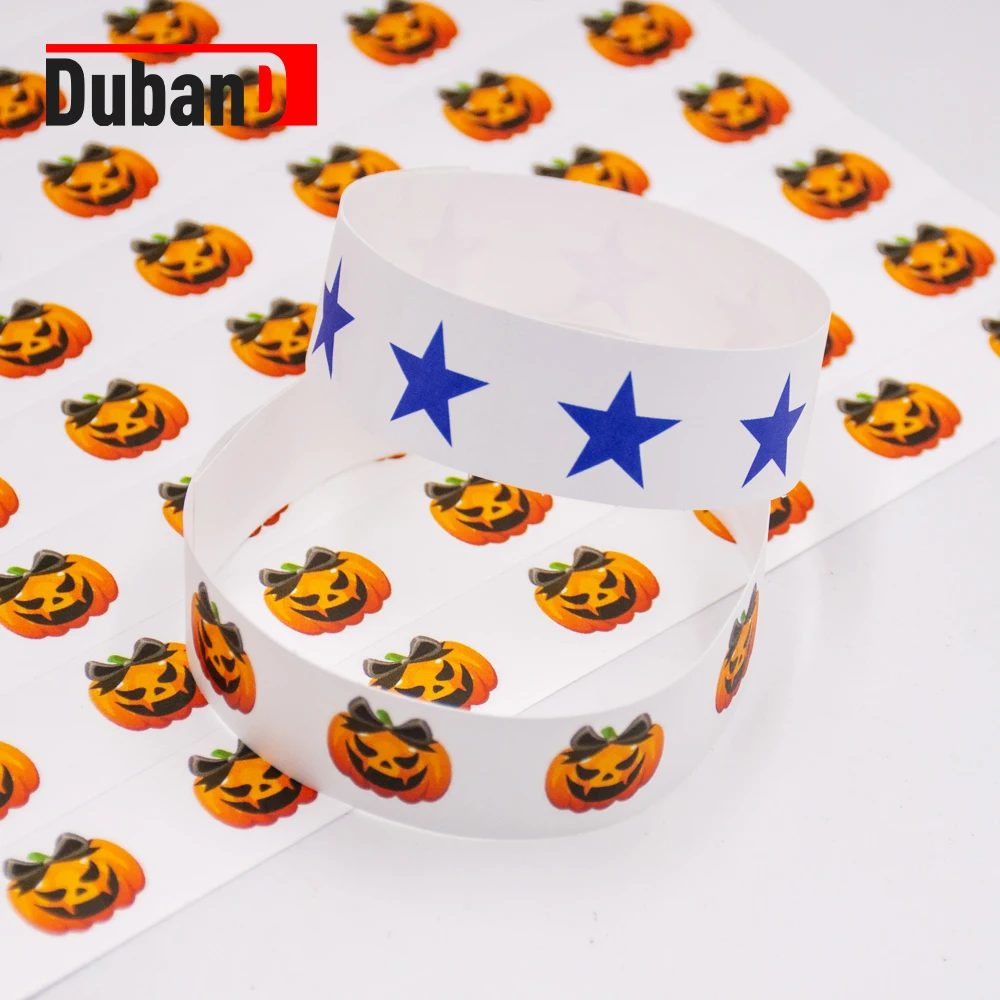 500 Pieces Custom Black Printed Tyvek Paper Wristbands Disposable Waterproof Dupont Bracelets Armband for Meeting Party Events