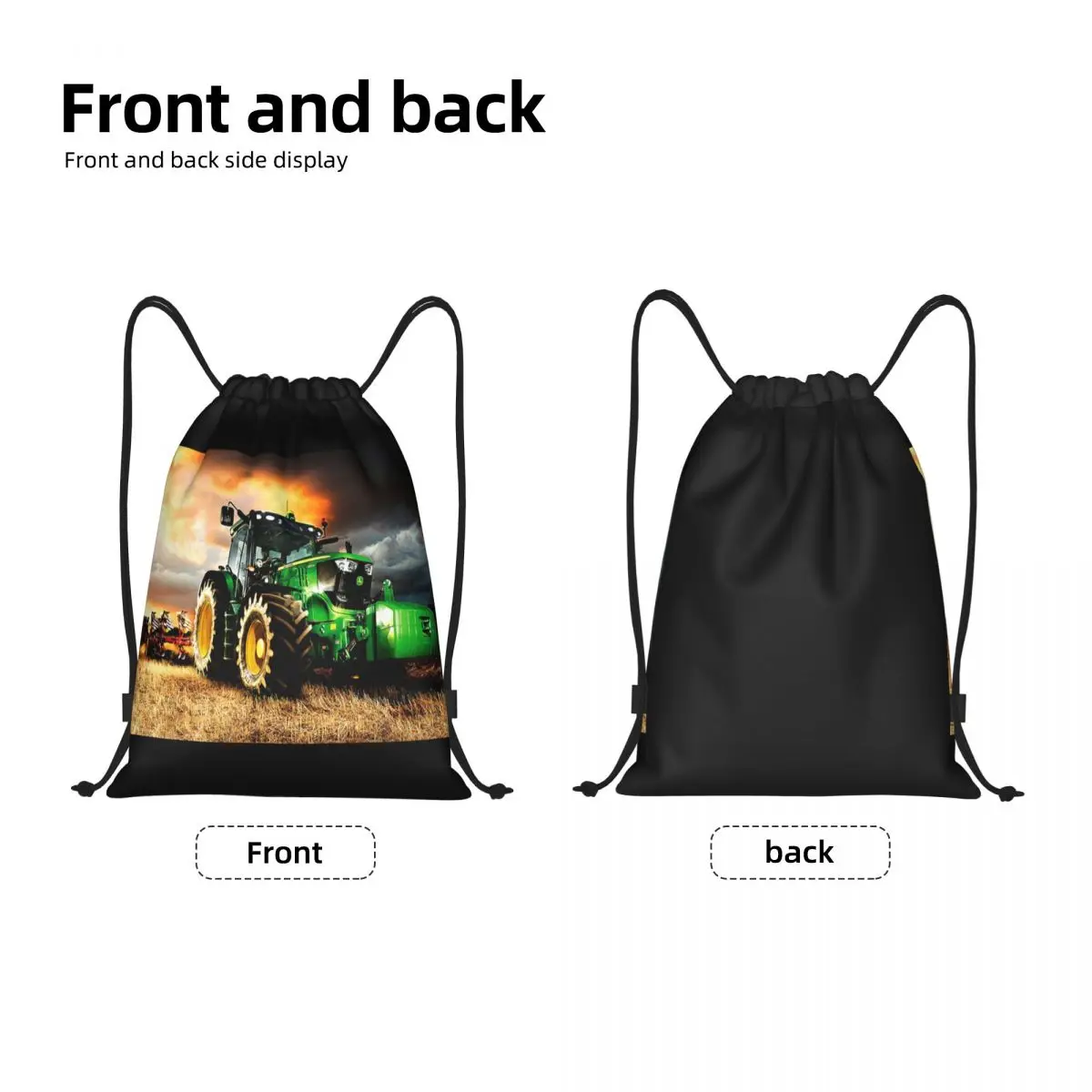 Tractor Drawstring Backpack Women Men Sport Gym Sackpack Foldable Shopping Bag Sack