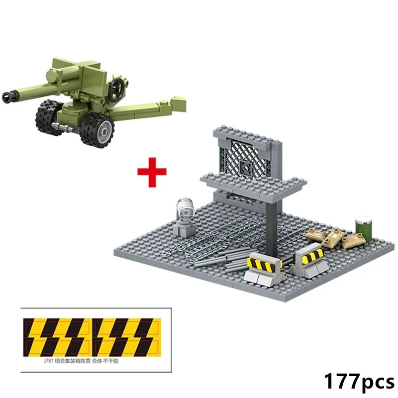 4 IN 1 WW2 Esercito Militare Soldati SWAT Contenitore Della Polizia Arma Cannone Base Modello Building Blocks Mattoni Giocattoli Per Bambini