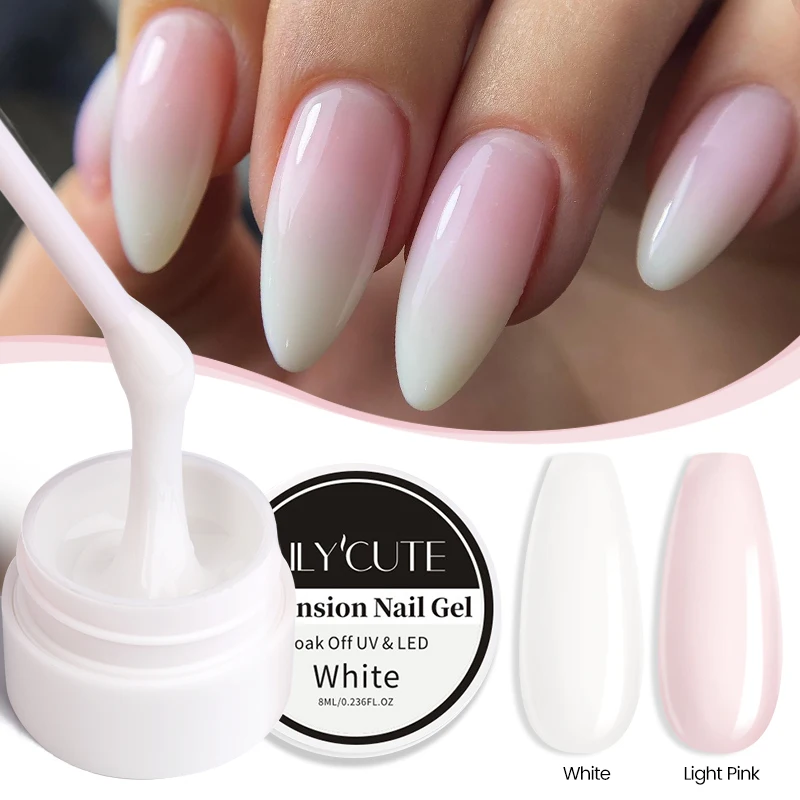 LILYCUTE-esmalte de uñas de Gel de extensión de gelatina dura, 8ml, blanco, transparente, rosa, construcción, extensión de Gel, remojo de uñas UV, manicura