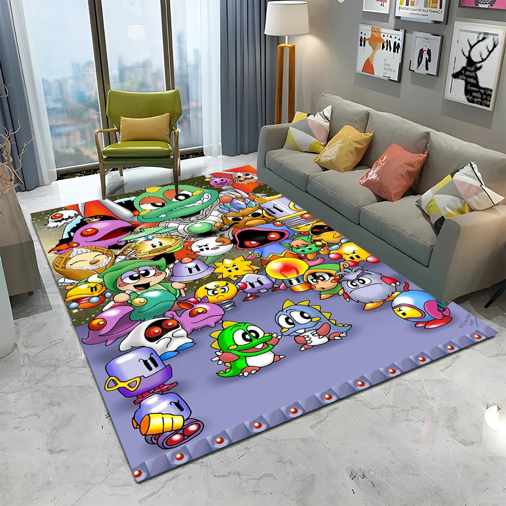 Bubble Bobble Cartoon Game Gamer Carpet Rug for Home Living Room Bedroom Sofa Doormat Decor,kid play Area Rug Non-slip Floor Mat