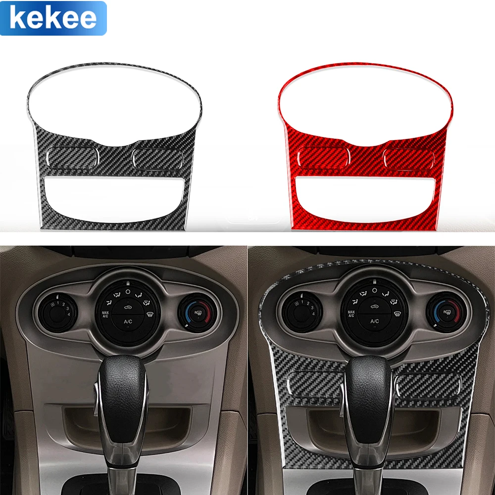 

For Ford Fiesta 2011-2019 Center Dashboard AC Control Panel Cover Real Carbon Fiber Stickers Car Interior Moulding Accessories