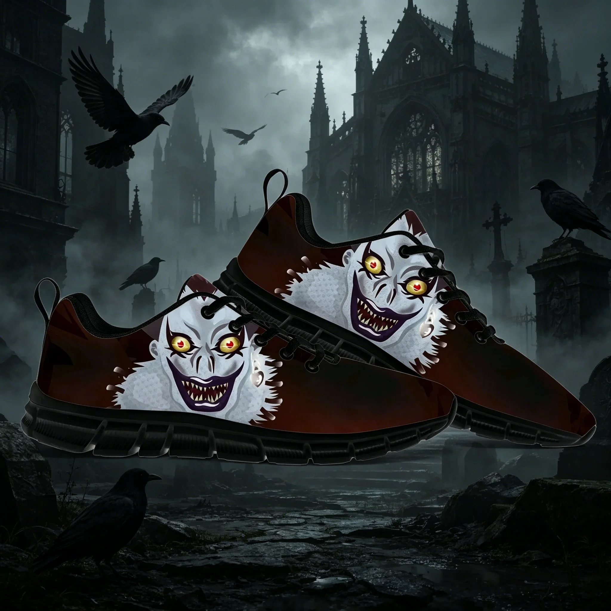 Demon Ryuk Unisex Breathable Mesh Casual Shoes Lightweight Walking Sneakers Daily Wear Dark Style Footwear