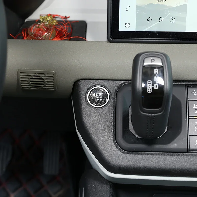 

Для Land Rover Defender 90 110 130 2020-2024 настоящая углеродное волокно, автомобильная одна кнопка запуска, накладка, наклейка, автомобильные аксессуары