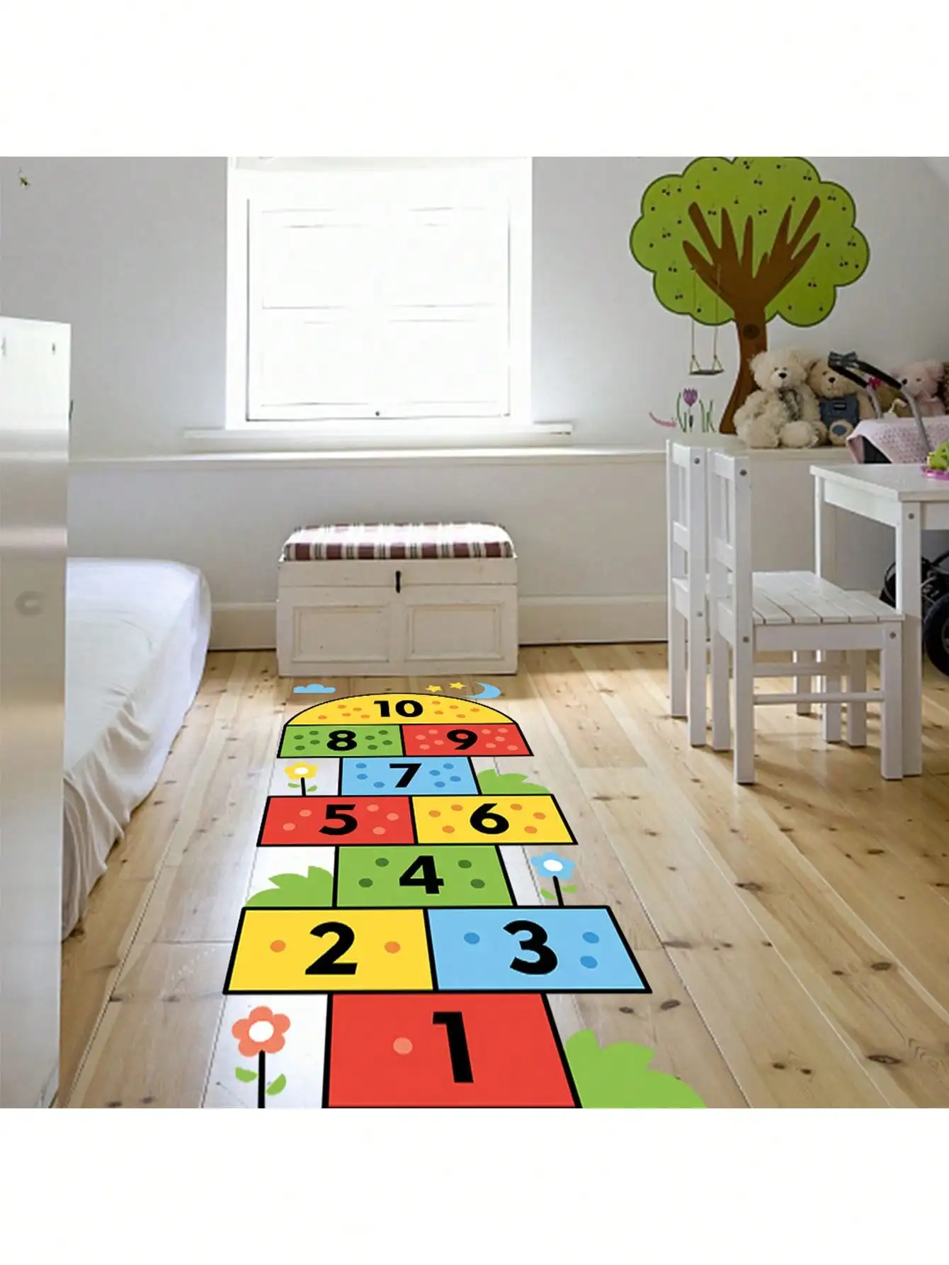 Children\'s cartoon hopscotch floor stickers Cute long jump stickers kindergarten wall stickers