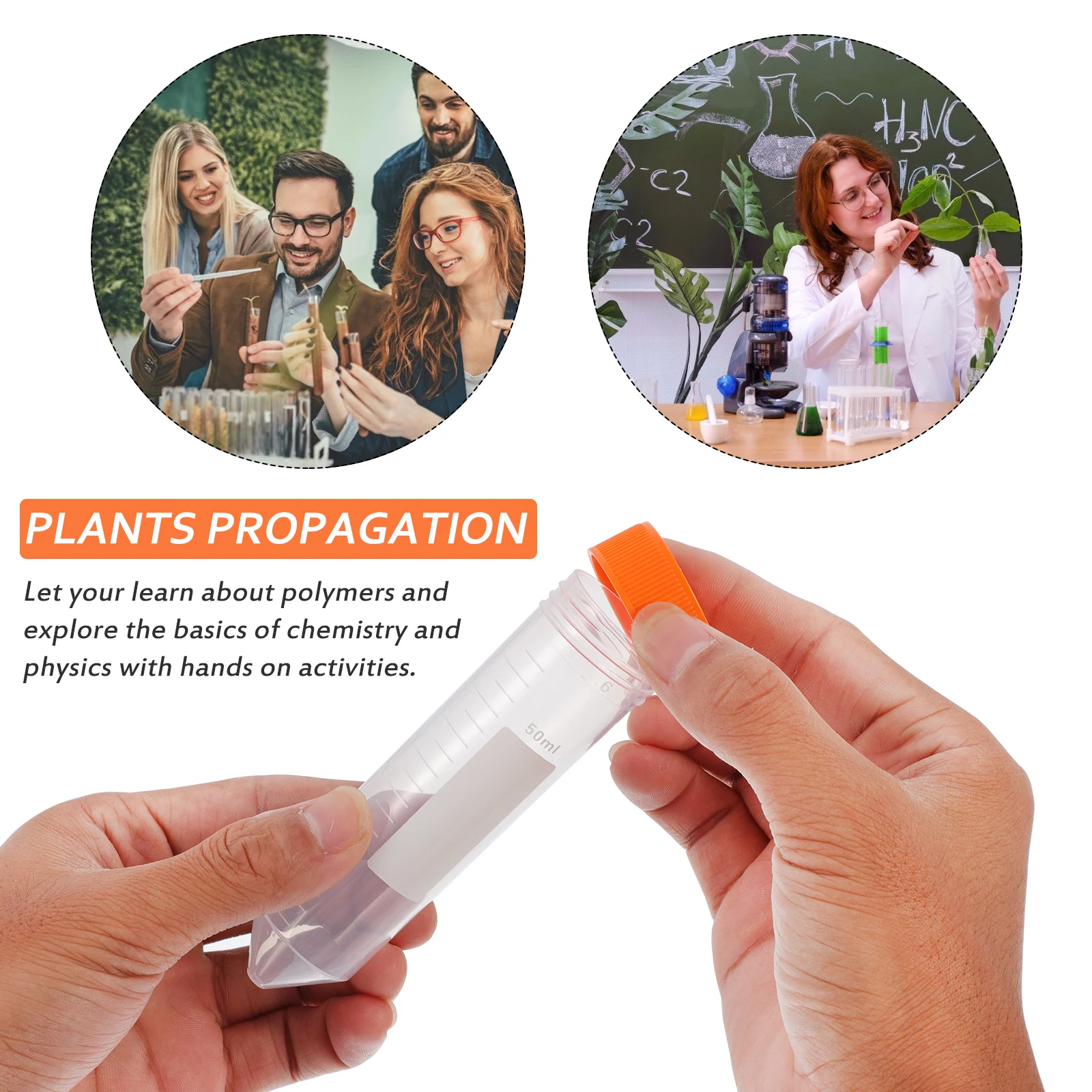 

50pcs 50ml Plastic Tube Tubes Lab Test Tubes with Lid for Laboratory Tube Chemical Resistance Storage Vials