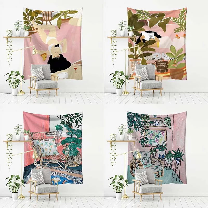 Fresh Girly Pattern Bedroom Living Room Tapestry Home Wall Decoration Tapestry