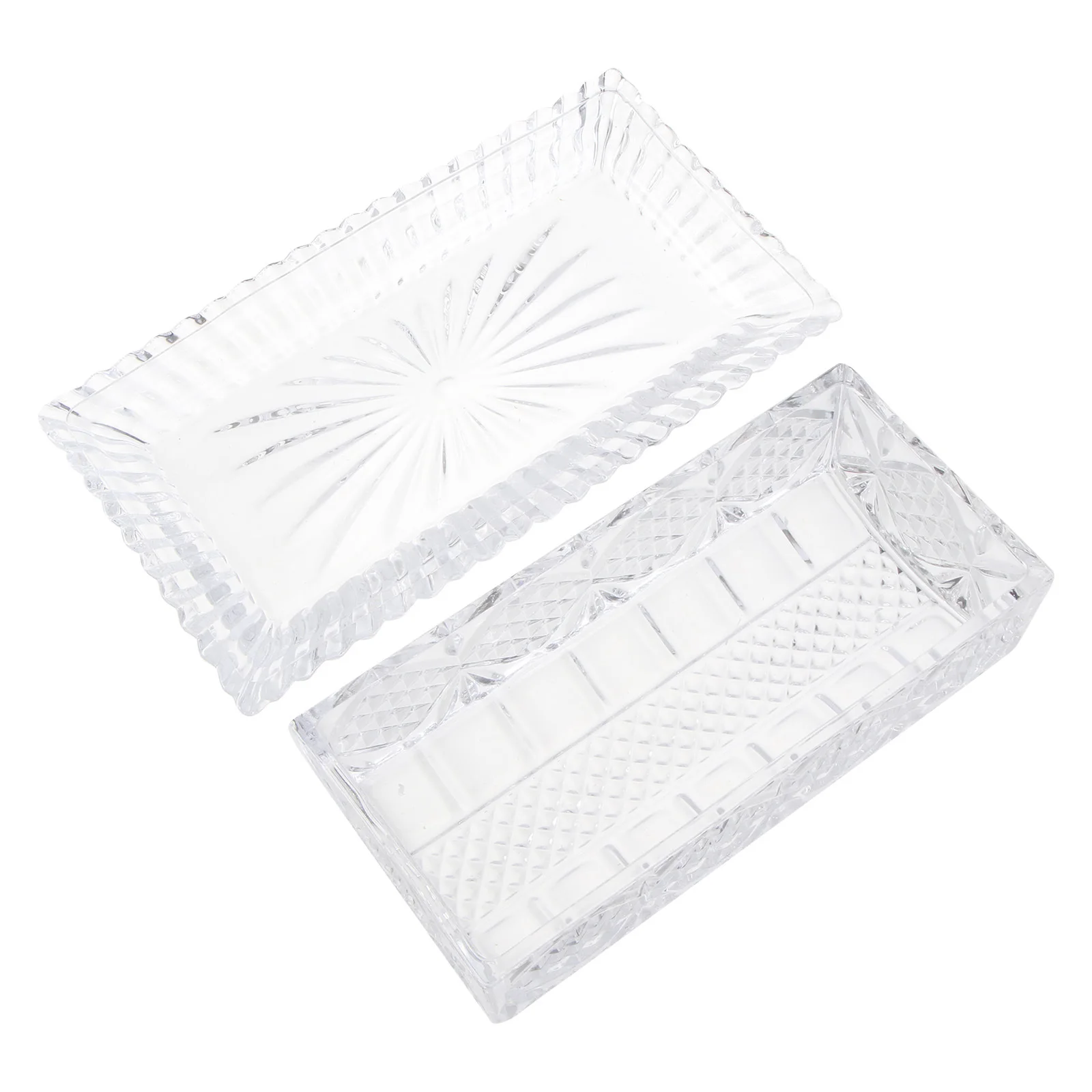 

1Pcs Rectangular Glass Butter Plate Lid Stylish Food Container Household Flatware Storage Box Butter Plate