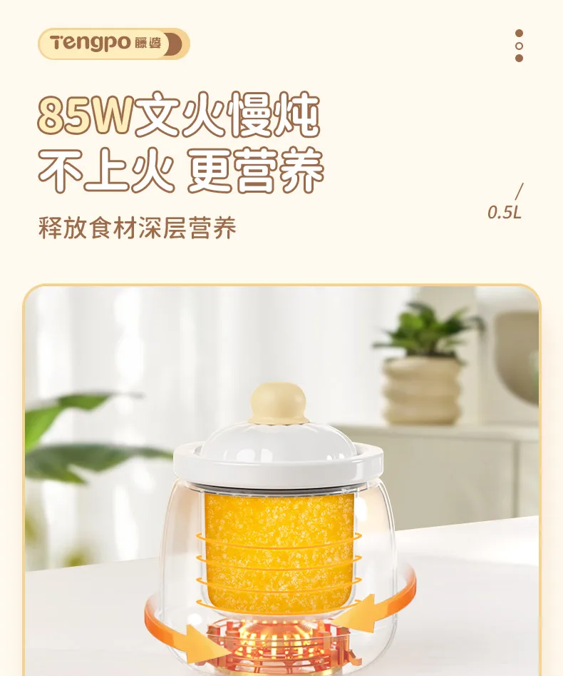 طباخ طعام الأطفال الكهربائي من Tengpo بقوة 220 فولت، باخرة متعددة الوظائف لأرز حساء العصيدة