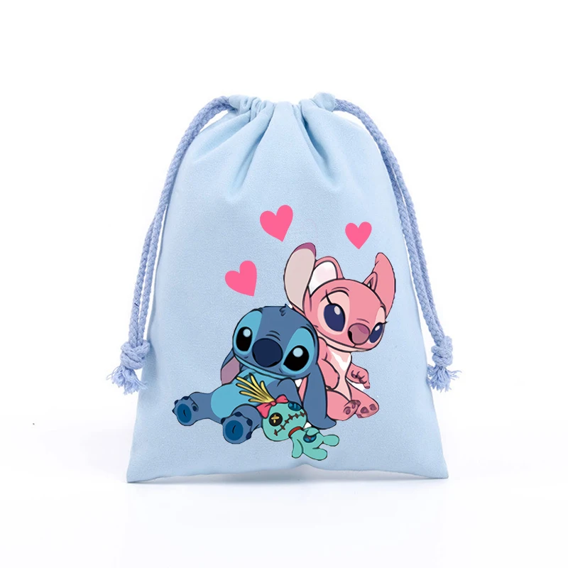 Stitch Disney Cute Gift Bag Drawstring Pockets Storage Bags Cartoon Drawstring SchoolBag Anime New Kids Birthday Kawaii Gifts