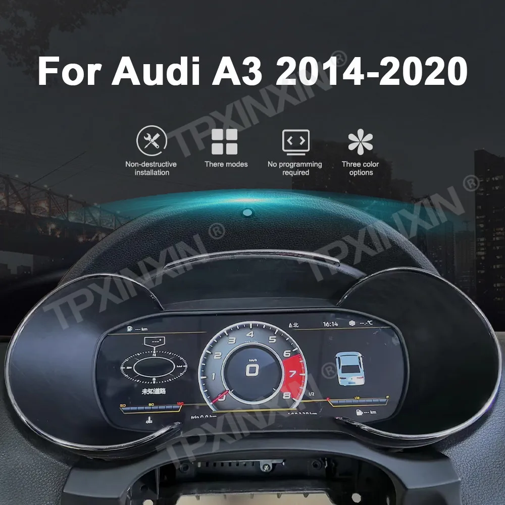 For Audi A3 2014 2015 2016 2017 2018 2019 2020 Digital Dashboard Panel HD LCD Speedometer Virtual Instrument Cluster Cockpit