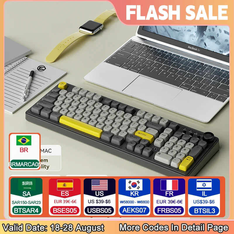 

Проводная клавиатура AF98, мультимедийные клавиши, регулируемые ножки, колпачки для клавиш из АБС-пластика, доступны для нескольких систем, трехцветные колпачки для клавиш