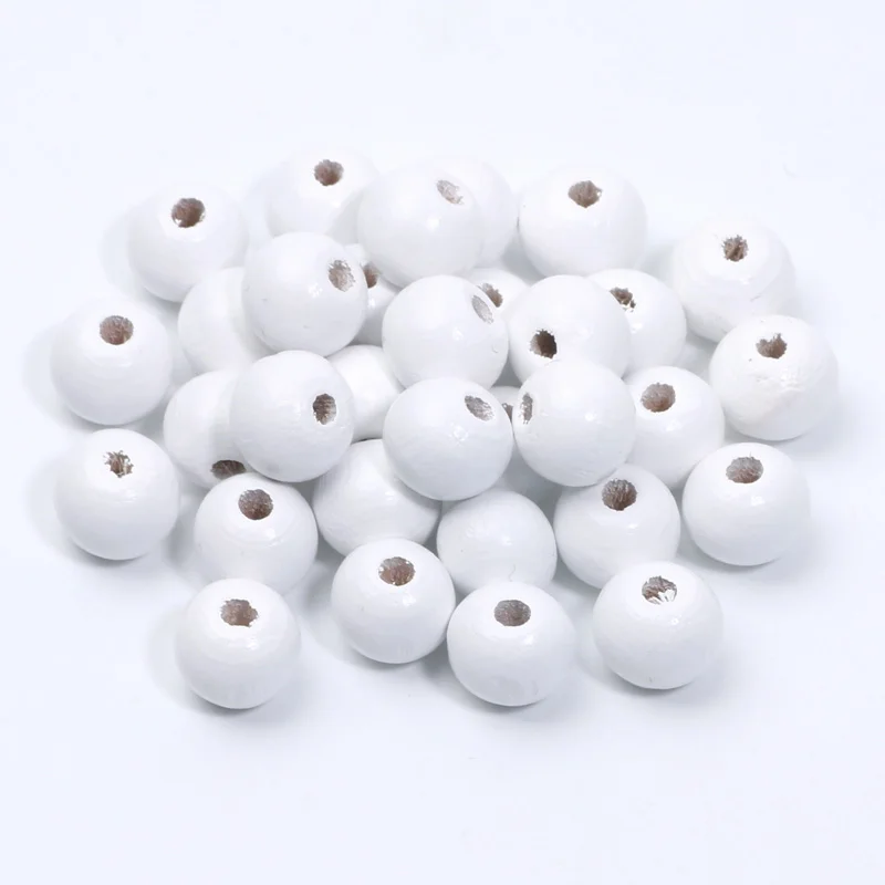 50/100/200pcs White Round Balls Loose Spacer Wooden Beads For Jewelry Making DIY Jewelry Beads Necklaces Bracelets Accessories