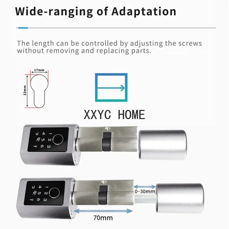 Smart Cylinder Electronic Door Lock Bluetooth Remote Control Waterproof Fingerprint Password Keys Card Unlock For Home