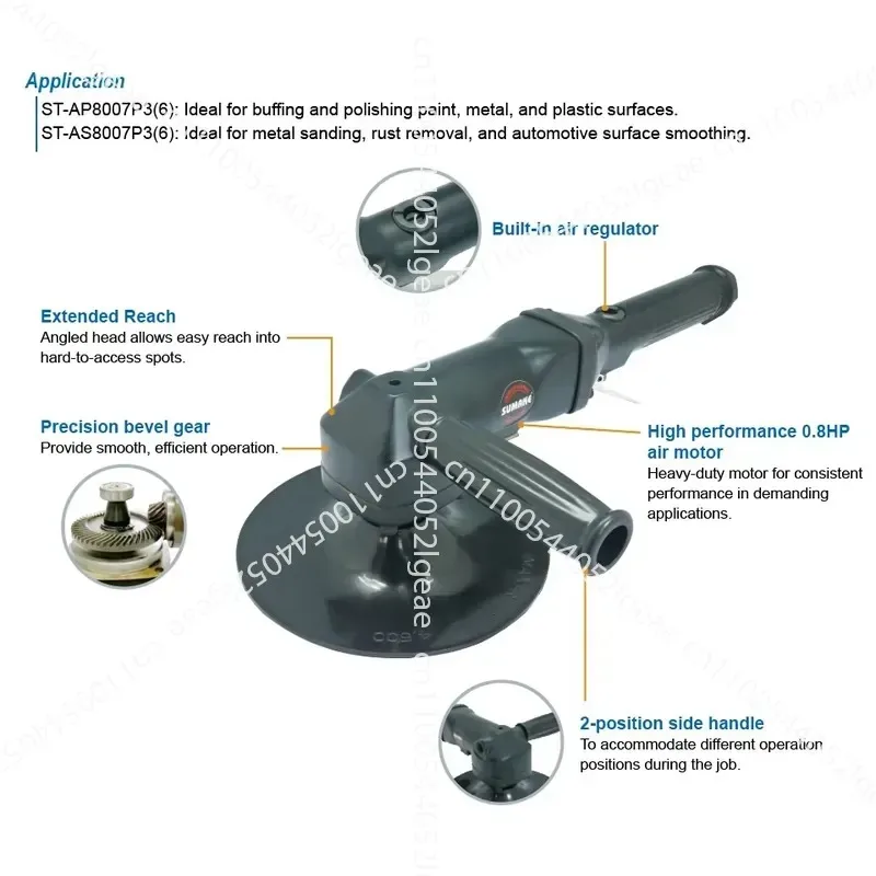 High Speed Light Pneumatic Polishing Machine Pneumatic Tools Right Angle Grip 7 Plates