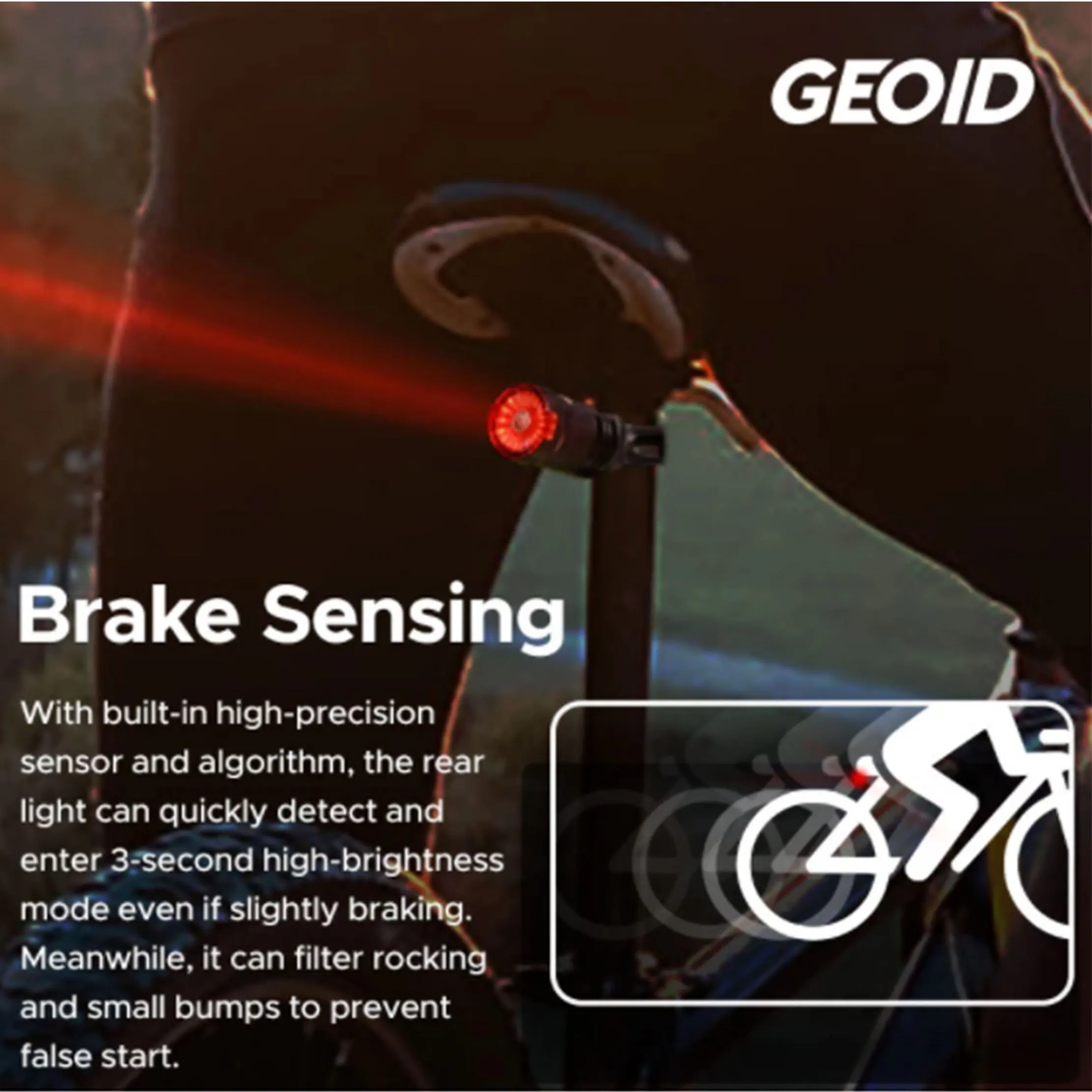 GEOID Bike Smart Tail Light USB Rechargeable IPX6 Waterproof Rear Light Auto-sensing Smart Brake Taillight