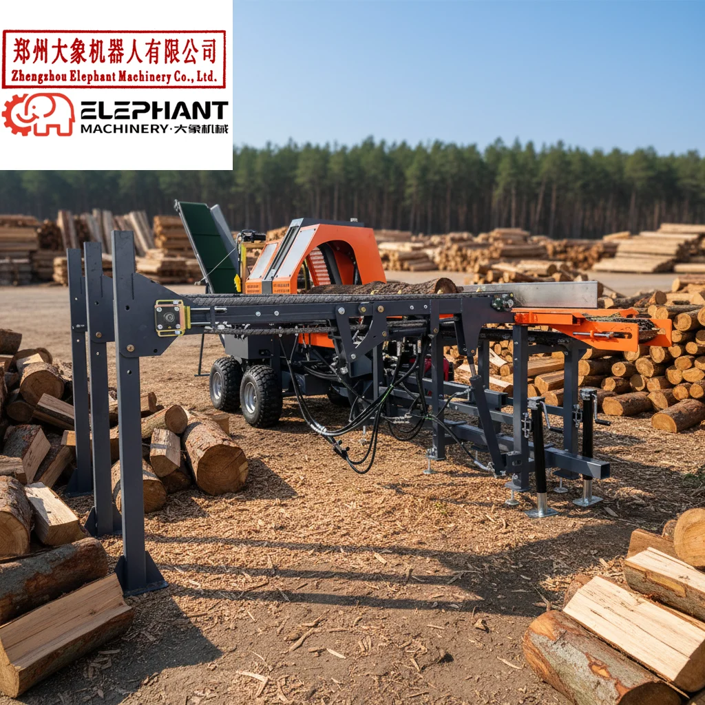 Customized Forestry Machinery 45T Automatic Firewood Processor With Conveyor Wood Cutter And Splitter Wood Processor For Splitti