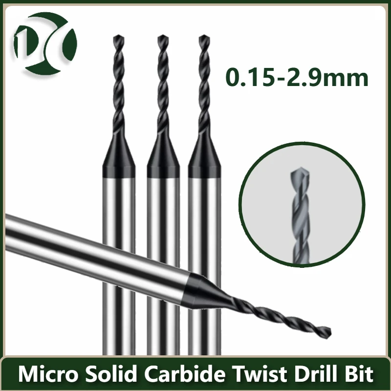 Micro Solid Carbide Drill Bit 0.15-2.9mm 3mm Shank Precision Mini CNC Hole Making Tool for Metal Steel Plastic 1pcs