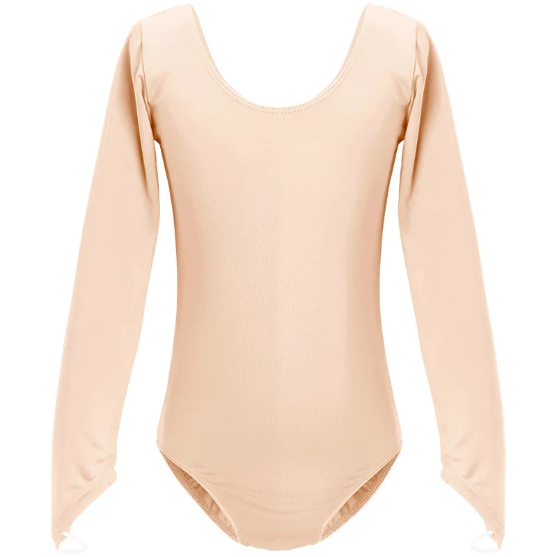 

1pcs/lot Nude Ballet Leotards for Girls Kids Dance Bodysuit Long Sleeve Underwear spandex Leotards