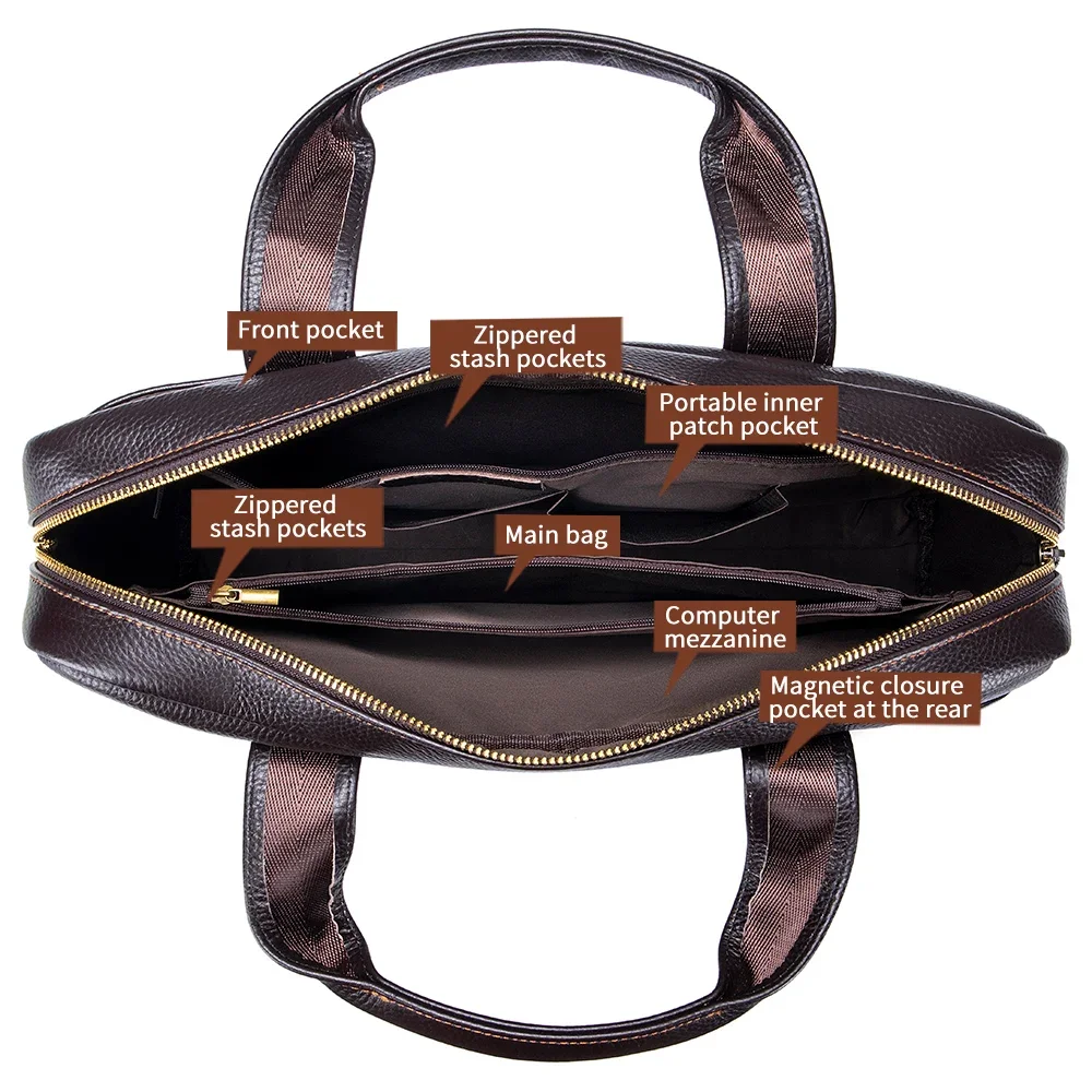 กระเป๋าถือหนังผู้ชาย, กระเป๋าเอกสารหนังวัวชั้นบน, กระเป๋าแล็ปท็อปหนัง, กระเป๋าสํานักงานข้ามแนวทแยง 