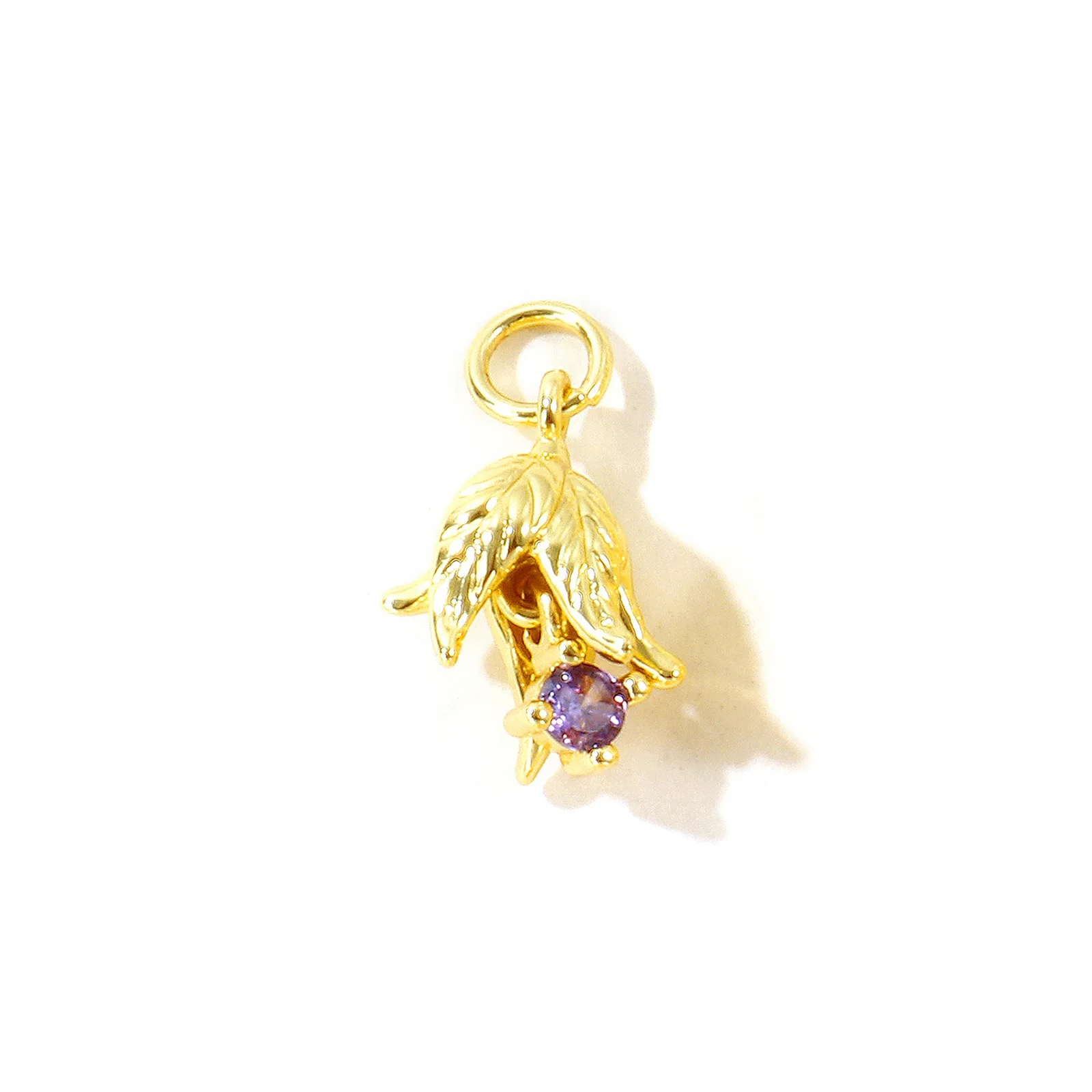 2 Stück Zirkonia-Geburtsmonatsblumen-Anhänger, 18K vergoldetes Messing, für DIY-Halsketten-Schmuckherstellung, Großhandel – Detail 12