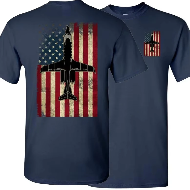 2026 Vintage American Flag Learjet 60 Corporate Aircraft T-Shirt. Summer Cotton Short Sleeve O-Neck Mens