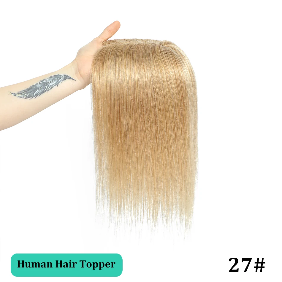 10-18 Inches Hair Topper with Clips 100% Remy Human Hair Toppers For Thin Hair Natural Color Clip In One Piece Hair Extensions