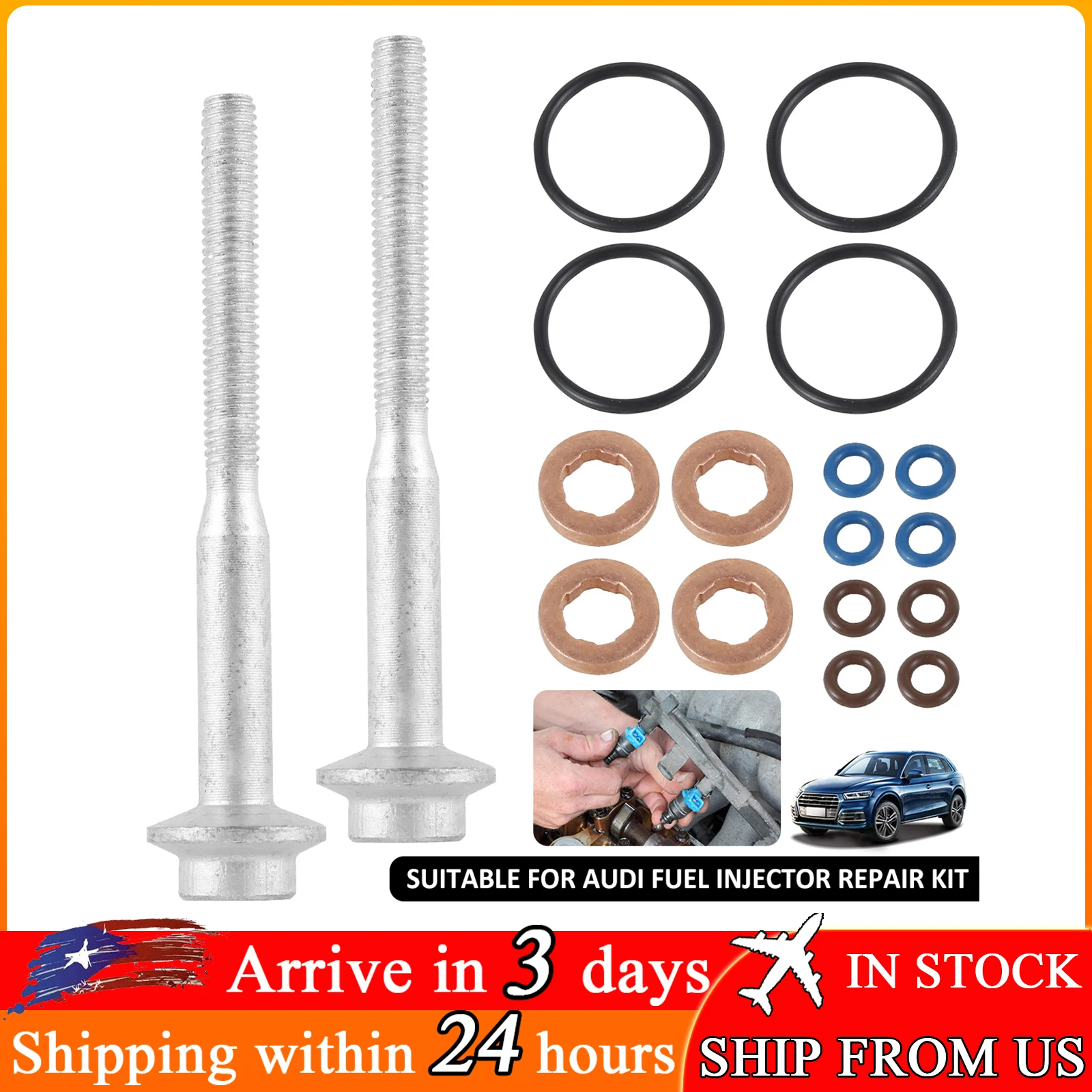 Durable Fuel Injection Sealing Kit Injector Seal and Bolt Set Compatible with A3 8P1 1.6 TDI 66 kW 90 PS Injector Seal O Ring