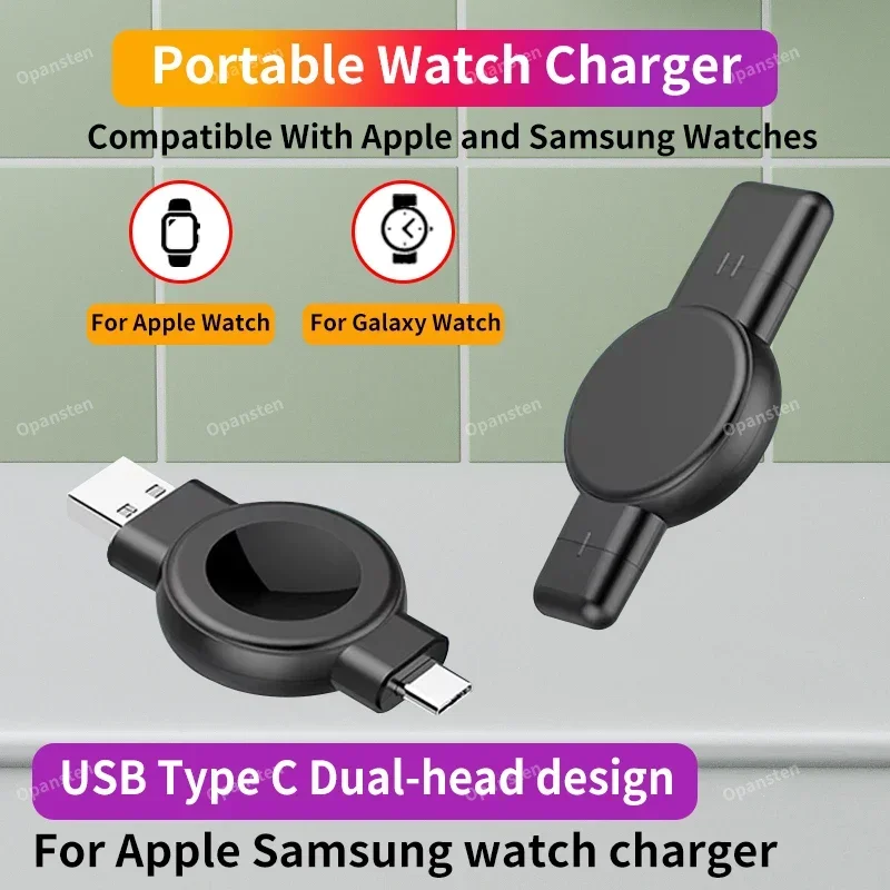 

Магнитное Беспроводное зарядное устройство 2 в 1 USB Type-C для часов Samsung Watch Galaxy 4 5 6 Active 1/2 Apple IWatch 2-8 SE, зарядная подставка