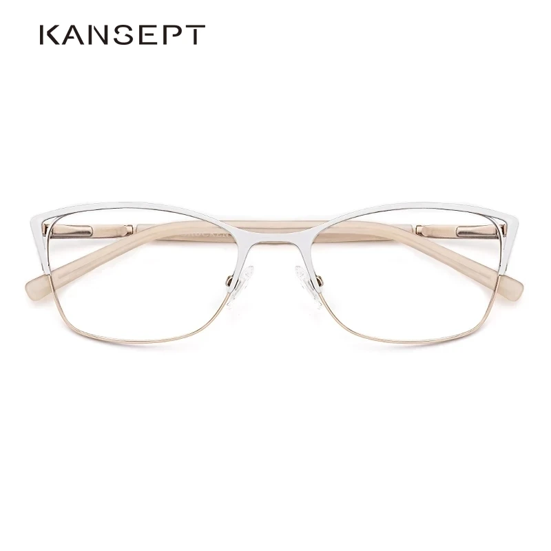 

KANSEPT Reading Glasses Women 2022 White Metal Cat Eye Spectacle Frames Retro Computer Clear Presbyopia Eyeglasses Dioptric +2