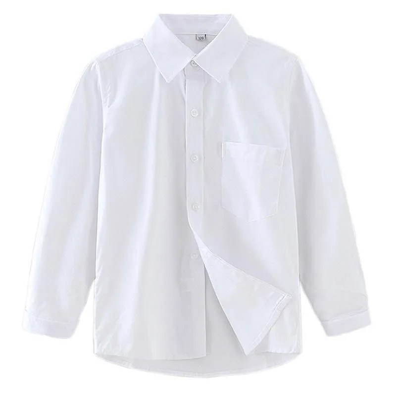 Baby Toddler Teenage Clothes School Uniform Shirts White Long Sleeve Short Sleeve Turn-down Collar Kids Shirt For Children Tops